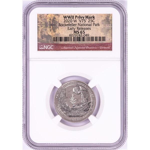 2020-W 'V75' Rockefeller National Park Quarter Coin NGC MS65 Early Releases