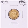 Image 1 : 1852-C $2 1/2 Liberty Head Quarter Eagle Gold Coin