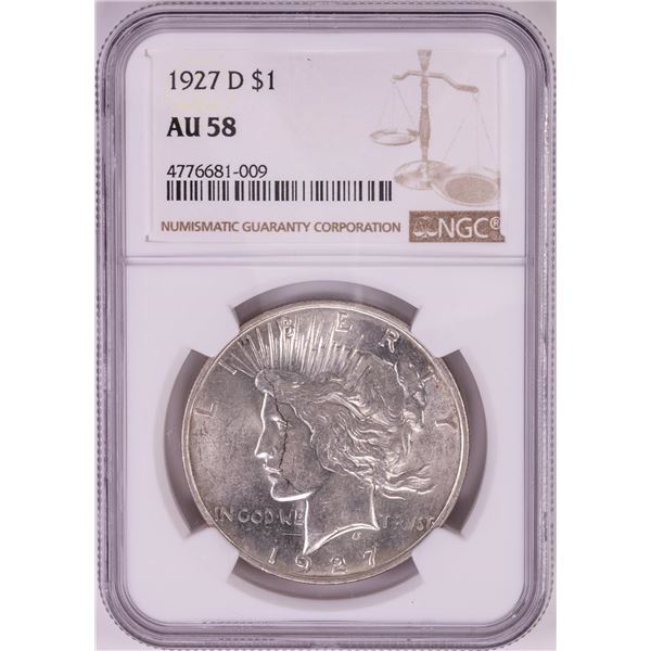 1927-D $1 Peace Silver Dollar Coin NGC AU58