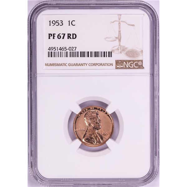 1953 Proof Lincoln Wheat Cent Coin NGC PF67RD