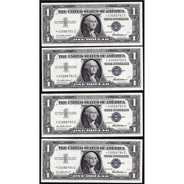 Lot of (4) Consecutive Uncirculated 1957 $1 Silver Certificate Star Notes