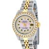 Image 3 : Rolex Ladies Two Tone Steel & Gold Pink MOP Emerald String Diamond Datejust Wristwatch