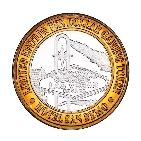.999 Fine Silver Hotel San Remo Las Vegas, Nevada $10 Limited Edition Gaming Token