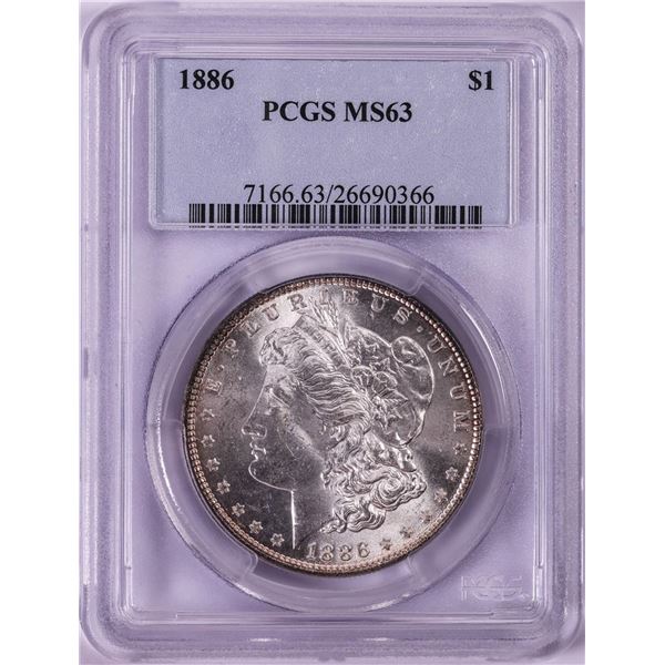 1886 $1 Morgan Silver Dollar Coin PCGS MS63