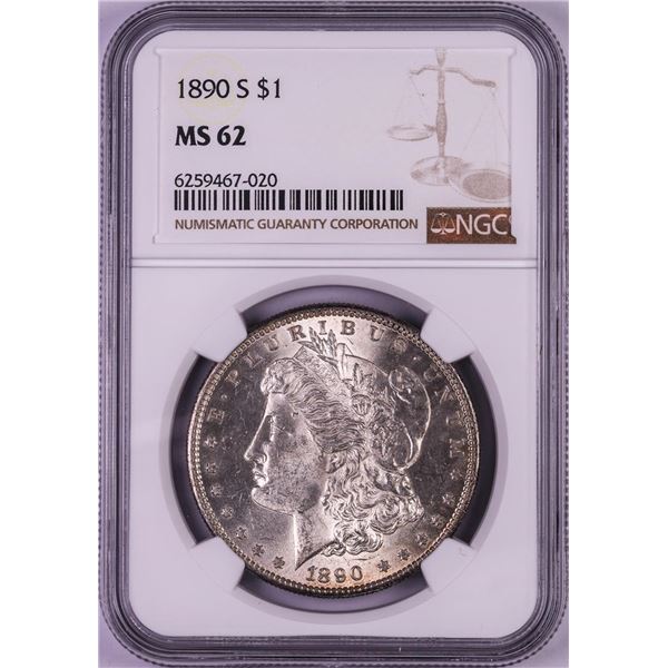 1890-S $1 Morgan Silver Dollar Coin NGC MS62