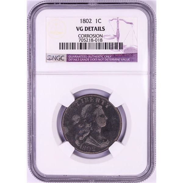 1802 Draped Bust Large Cent Coin NGC VG Details