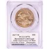 Image 2 : 2017-W $50 Burnished American Gold Eagle Coin PCGS SP70 FDOI Philadelphia Moy Signature
