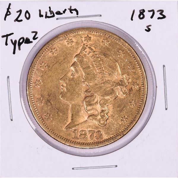 1873-S Type 2 $20 Liberty Head Double Eagle Gold Coin