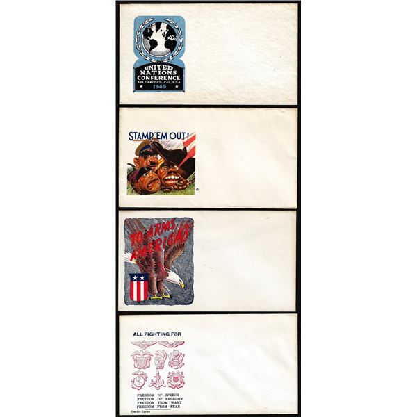 Lot of (4) WWII Era Patriotic Unused Envelopes