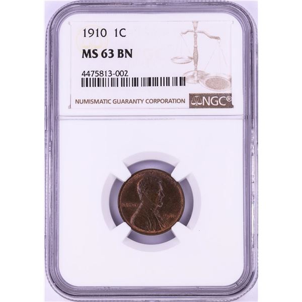1910 Lincoln Wheat Cent Coin NGC MS63BN