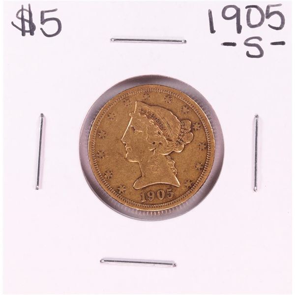 1905-S $5 Liberty Head Half Eagle Gold Coin