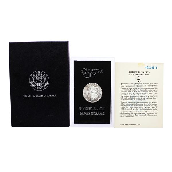 1885-CC $1 Morgan Silver Dollar Coin GSA Hoard Uncirculated with Box & COA