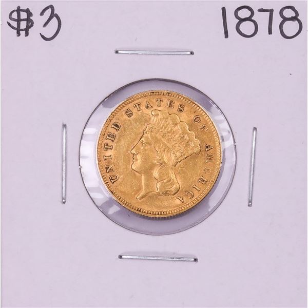 1878 $3 Indian Princess Head Gold Coin