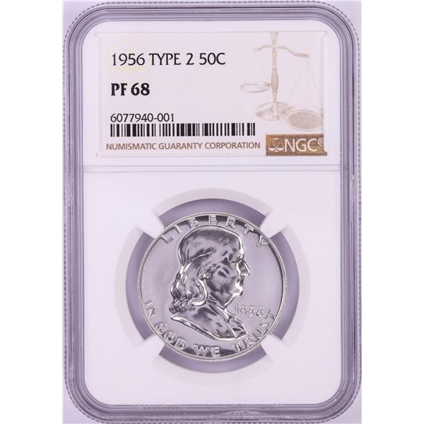 1956 Type 2 Proof Franklin Half Dollar Coin NGC PF68
