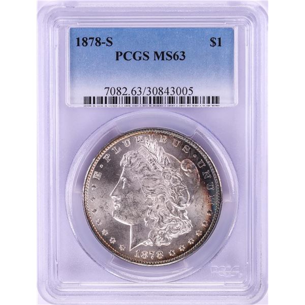 1878-S $1 Morgan Silver Dollar Coin PCGS MS63 Nice Toning