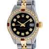 Image 1 : Rolex Ladies Two Tone Black Diamond & Ruby Oyster Perpetual Datejust Watch