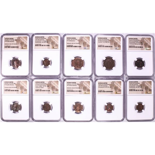 Lot of (10) Ancient Roman Empire Coins NGC Certified