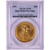 Image 1 : 1907 High Relief $20 St. Gaudens Double Eagle Gold Coin PCGS VF35 Flat Edge