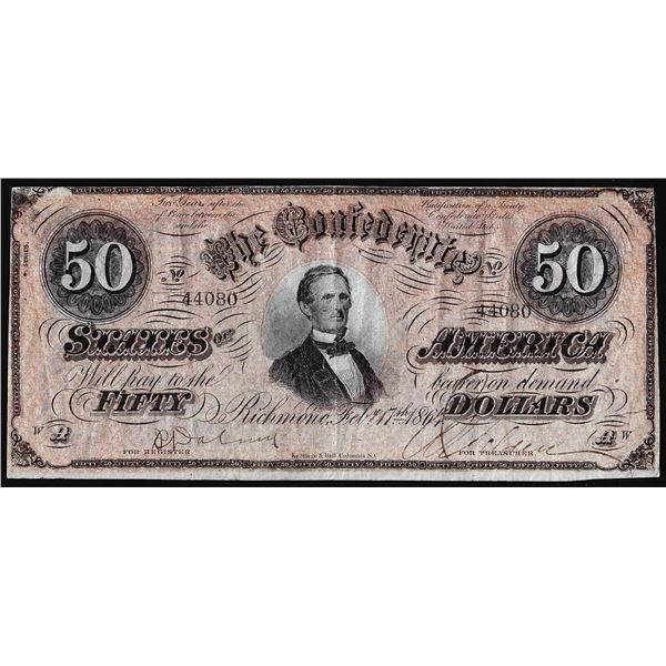 1864 $50 The Confederate States of America Note