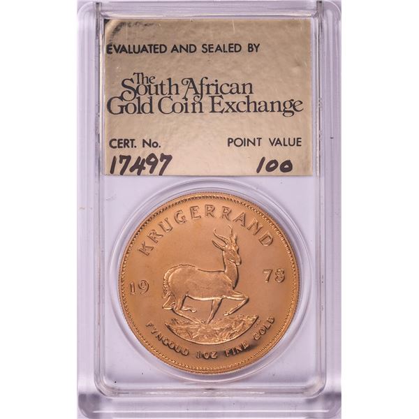 1978 Proof South Africa 1oz Krugerrand Gold Coin w/COA