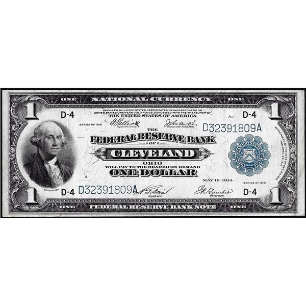 1918 $1 Federal Reserve Bank Note Cleveland