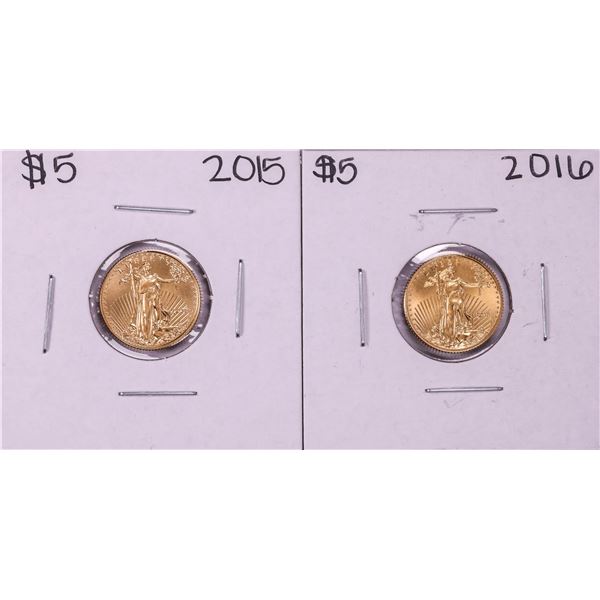 Lot of 2015-2016 $5 American Gold Eagle Coins