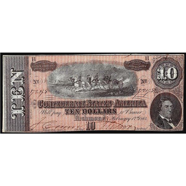 1864 $10 Confederate States of America Note