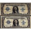 Image 1 : Lot of (2) 1923 $1 Silver Certificate Notes