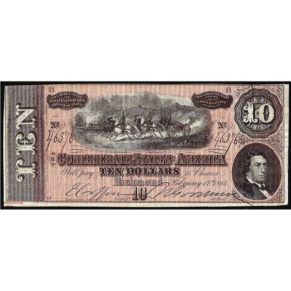 1864 $10 The Confederate States of America Note