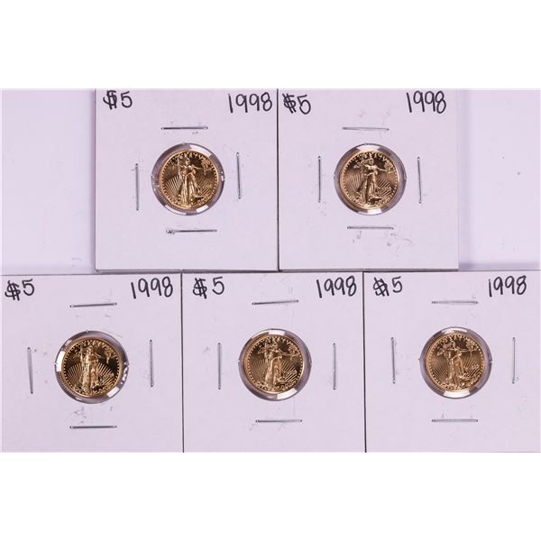 Lot of (5) 1998 $5 American Gold Eagle Coins