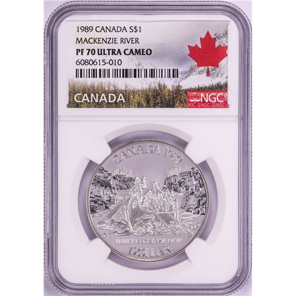 1989 $1 Proof Canada Mackenzie River Silver Dollar Coin NGC PF70 Ultra Cameo