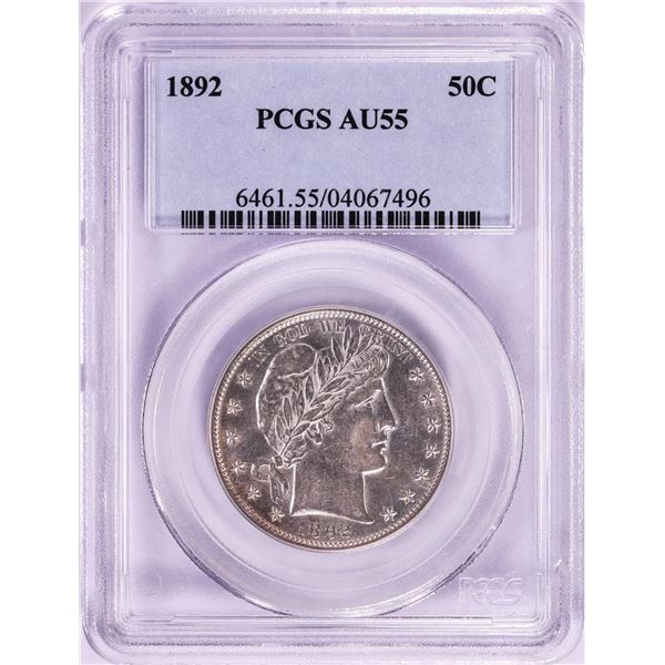 1892 Barber Half Dollar Coin PCGS AU55