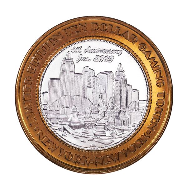 .999 Fine Silver New York New York Las Vegas, Nevada $10 Limited Edition Gaming Token