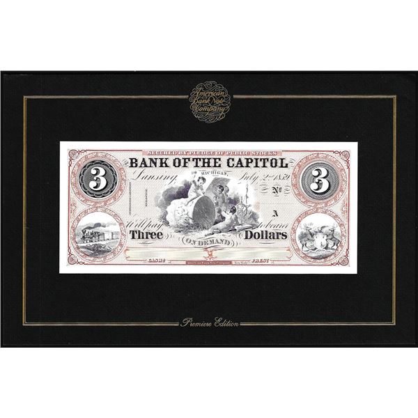1994 American Bank Note Company Intaglio Print Bank of the Capitol Lansing, MI