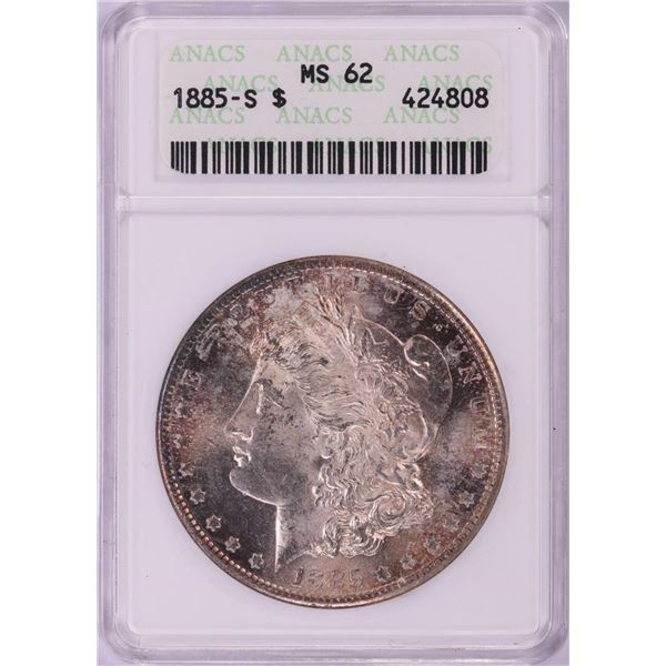 1885-S $1 Morgan Silver Dollar Coin ANACS MS62