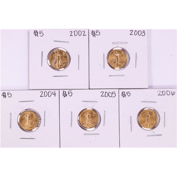 Lot of 2002-2006 $5 American Gold Eagle Coins
