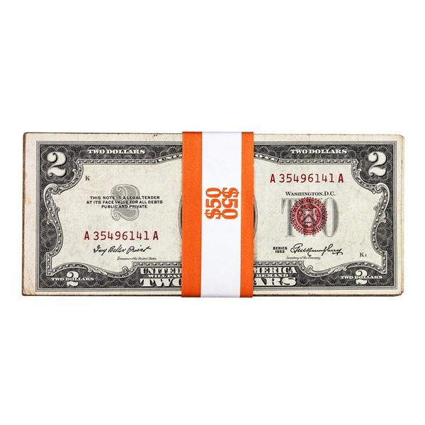 Lot of (25) 1953 $2 Legal Tender Notes