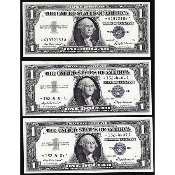 Lot of (3) Uncirculated 1957 $1 Silver Certificate Star Notes