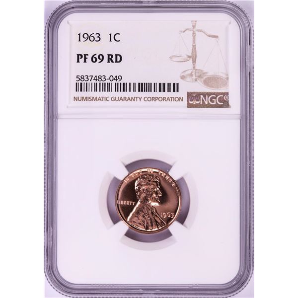 1963 Proof Lincoln Memorial Cent Coin NGC PF69RD