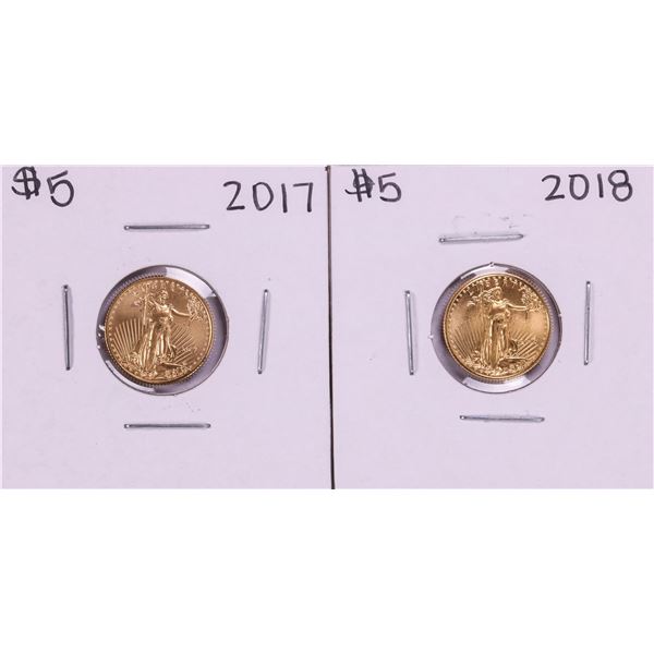 Lot of 2017-2018 $5 American Gold Eagle Coins