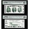 Image 1 : Set of Giori Test Note Washington & Lincoln Memorial PMG Gem Uncirculated 65EPQ