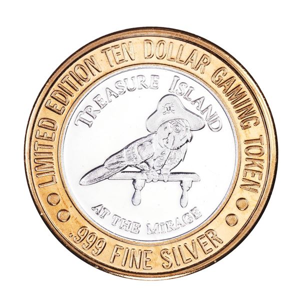 .999 Fine Silver Treasure Island Las Vegas, Nevada $10 Limited Edition Gaming Token