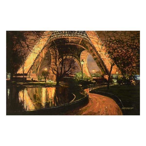 Behrens (1933-2014) "Twilight At The Eiffel Tower" Limited Edition Giclee On Canvas