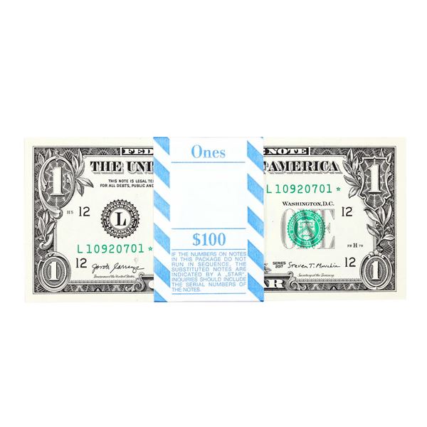 Pack of (100) Consecutive 2017 $1 Federal Reserve STAR Notes San Francisco