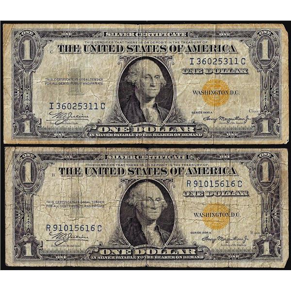 Lot of (2) 1935A $1 North Africa WWII Emergency Issue Silver Certificate Notes