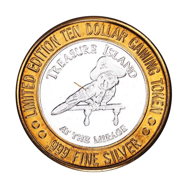 .999 Silver Treasure Island Las Vegas, Nevada $10 Casino Limited Edition Gaming Token