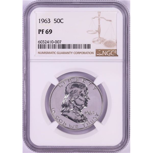 1963 Proof Franklin Half Dollar Coin NGC PF69