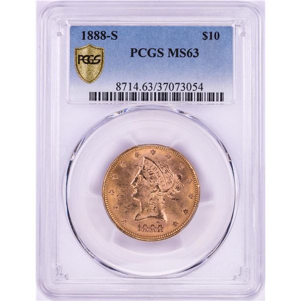 1888-S $10 Liberty Head Eagle Gold Coin PCGS MS63