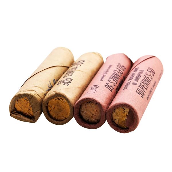 Lot of (2) 1957-D & (2) 1958-D Lincoln Wheat Cent Rolls