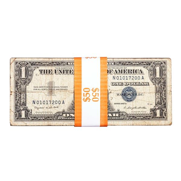Lot of (50) 1957A $1 Silver Certificate Notes